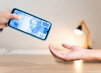 Parent giving digital allowances to student