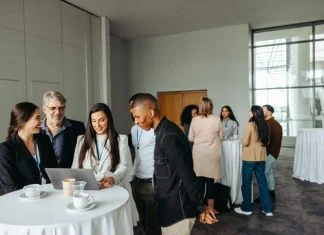 Custom Booths in US and Startups connecting at event