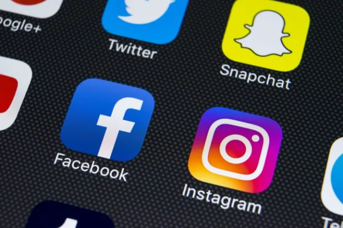 Social media icons such as instagram, facebook and snapchat