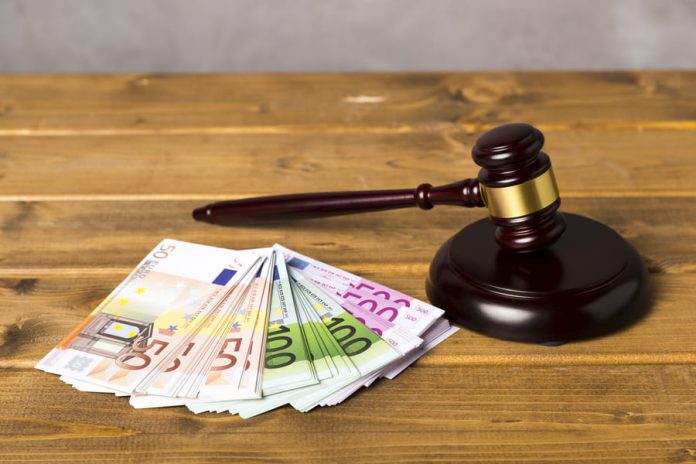 gavel with euro bank notes for Lawsuit Loan