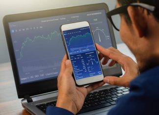 Businessman trading online