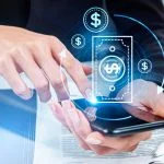 Stablecoins and European Business: The Digital Payment Revolution Reshaping Corporate Finance Woman finger touch smartphone, digital money and stablecoins