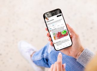 Woman viewing wellness lifestyle advice on creator's profile page on social media app