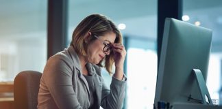 Businesswoman managing small business feeling burnout and tired