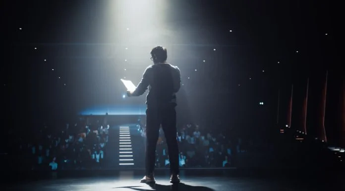 Glossophobia – How Fear of Speaking is Impacting Your Business Business man afraid of public speaking. Glossophobia concept