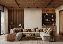 living room with a carpet