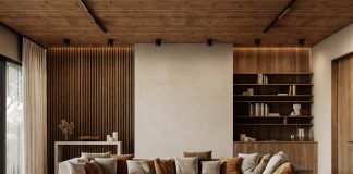 living room with a carpet