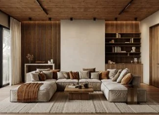 living room with a carpet