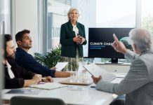 European business leaders having a meeting about climate risks