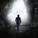 Businessman with principle of hardiness into action