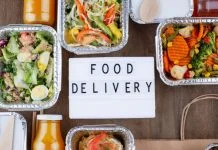 Delicious food delivery top view