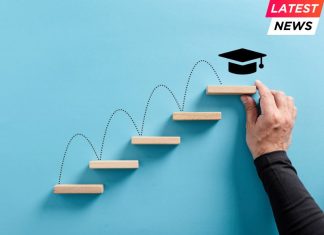 Rankings - block ladder with academic cap symbol