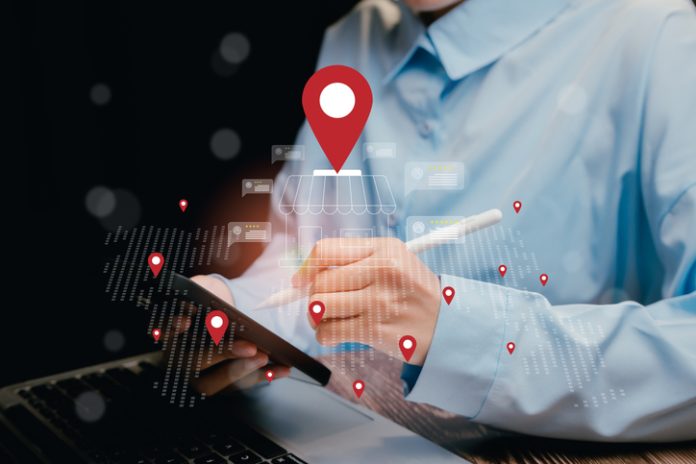 Business Location Strategy with Technology and Digital Mapping in Modern Workplace Environment, Business concept multi-outlet business