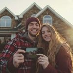 Canadian young couple taking a photo