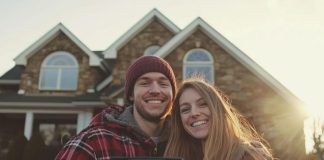 Canadian young couple taking a photo