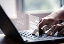 Prevent data loss - Hand using laptop