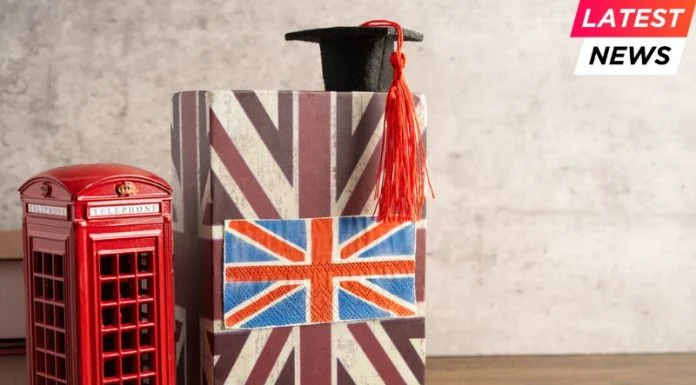 UK flag with graduate hat