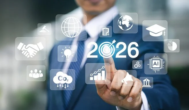 Businessman sets new goals and resolutions for the future of work 2026