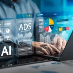 Online sales concept of digital marketing, ad, product ads, promotion of products or services through digital tools. AI in Content Marketing concept