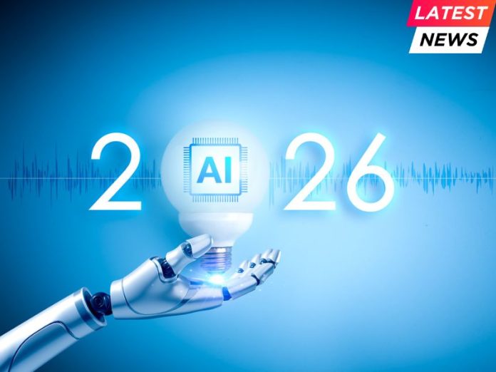 robotic hand holding big glowing AI light