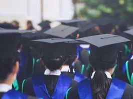 shot of graduation hats during commencement success graduates of the university, Concept education congratulation Student young the graduates in University. MBA vs. Skills-Based Learning concept