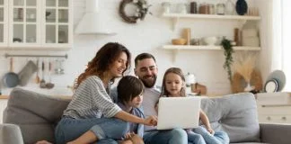 Family enjoying parenting apps