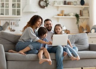 Family enjoying parenting apps
