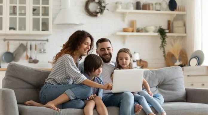 Family enjoying parenting apps