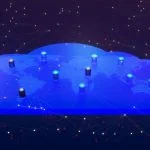 On-Prem Infrastructure - cloud digital dotted world map