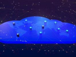 On-Prem Infrastructure - cloud digital dotted world map