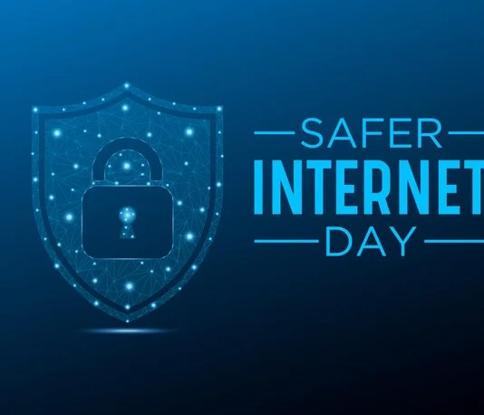 Safer Internet Day, February 6. Online and cyber sequrity awareness vector template for banner, card, poster and background design.