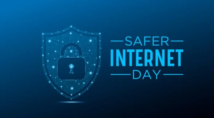 Safer Internet Day, February 6. Online and cyber sequrity awareness vector template for banner, card, poster and background design.