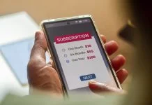Consumer Behaviour in the Digital Age. Man choosing a subscription plan for one year using mobile applications