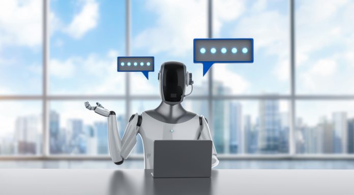 3d rendering ai chatbot or personal assistant robot chat with speech bubble. Sourcing Agent concept