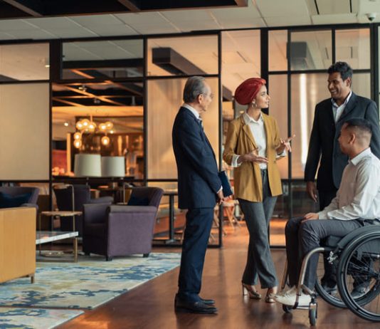 European Leaders engages with other business partners. DEI concept