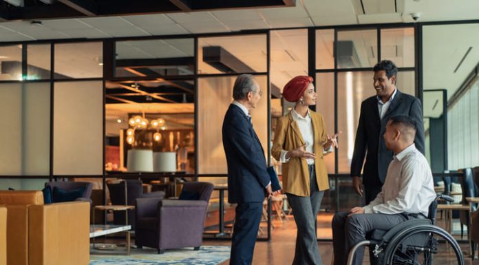 European Leaders engages with other business partners. DEI concept