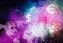 Fintech, financial technology and cityscape