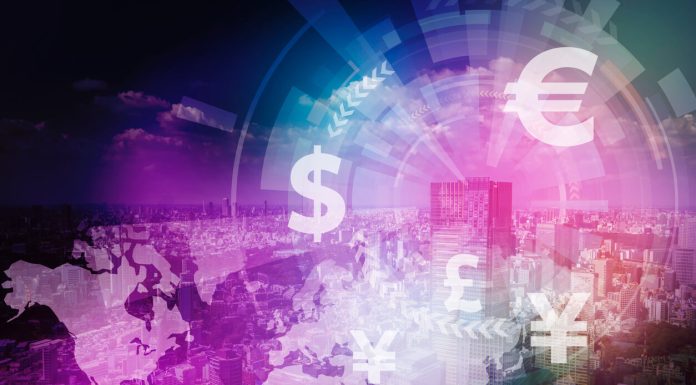 Fintech, financial technology and cityscape