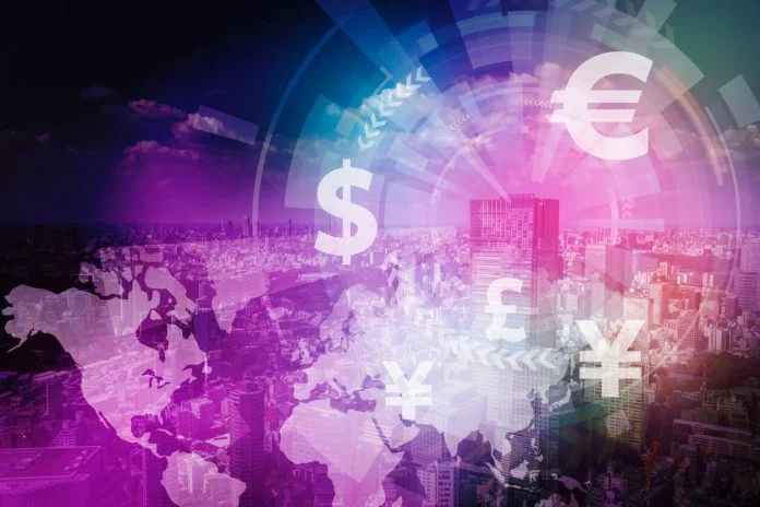 Fintech, financial technology and cityscape