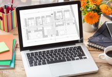 Flooring - blueprint plan on a computer screen
