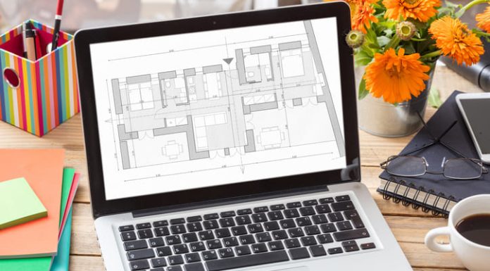 Flooring - blueprint plan on a computer screen