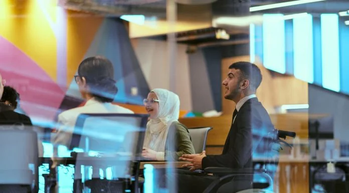 Corporate Mobility - In a modern glass startup office