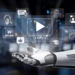 AI Video Generation in 2026: The Year It Started Looking Like Real Creative Infrastructure A robot hand showcases various digital media icons, representing technology and innovation in artificial intelligence and communication, set in a modern, futuristic environment. AI Video Generation concept