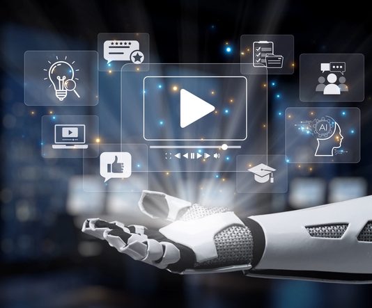 AI Video Generation in 2026: The Year It Started Looking Like Real Creative Infrastructure A robot hand showcases various digital media icons, representing technology and innovation in artificial intelligence and communication, set in a modern, futuristic environment. AI Video Generation concept