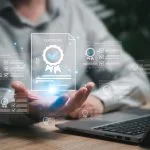 Mastering Microsoft Azure Certifications AZ-900 and AZ-500 Assessment for certificate and document approved concept, Businessman show certificate document online evaluation survey exam and choose the right answer in exam international standard certification