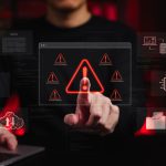 System Warning Alert for Cybersecurity Threat and AI Risk.