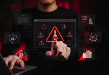 System Warning Alert for Cybersecurity Threat and AI Risk.
