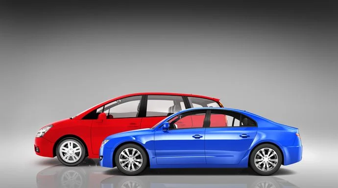 Two Modern Cars with Different Style. Sedan vs SUV Buying Trends