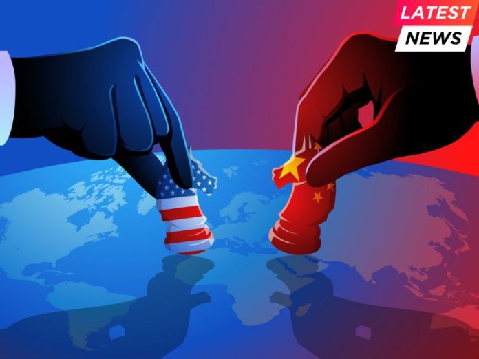 Businessman Blue Red Hand Chess US China