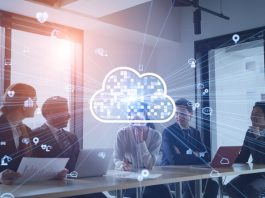 Cloud computing concept. Software as a Service. SaaS. Communication network.